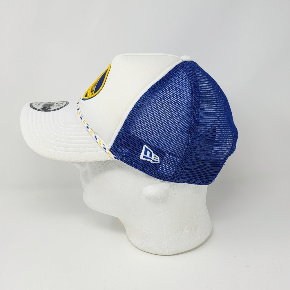 New Era 9FORTY Golden State Warriors Trucker Hat Cap A-Frame White Blue Rope NBA - Picture 2 of 7